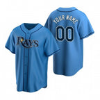 Custom Tampa Bay Rays Light Blue Fotopoulosg Stitched Cool Base Jersey