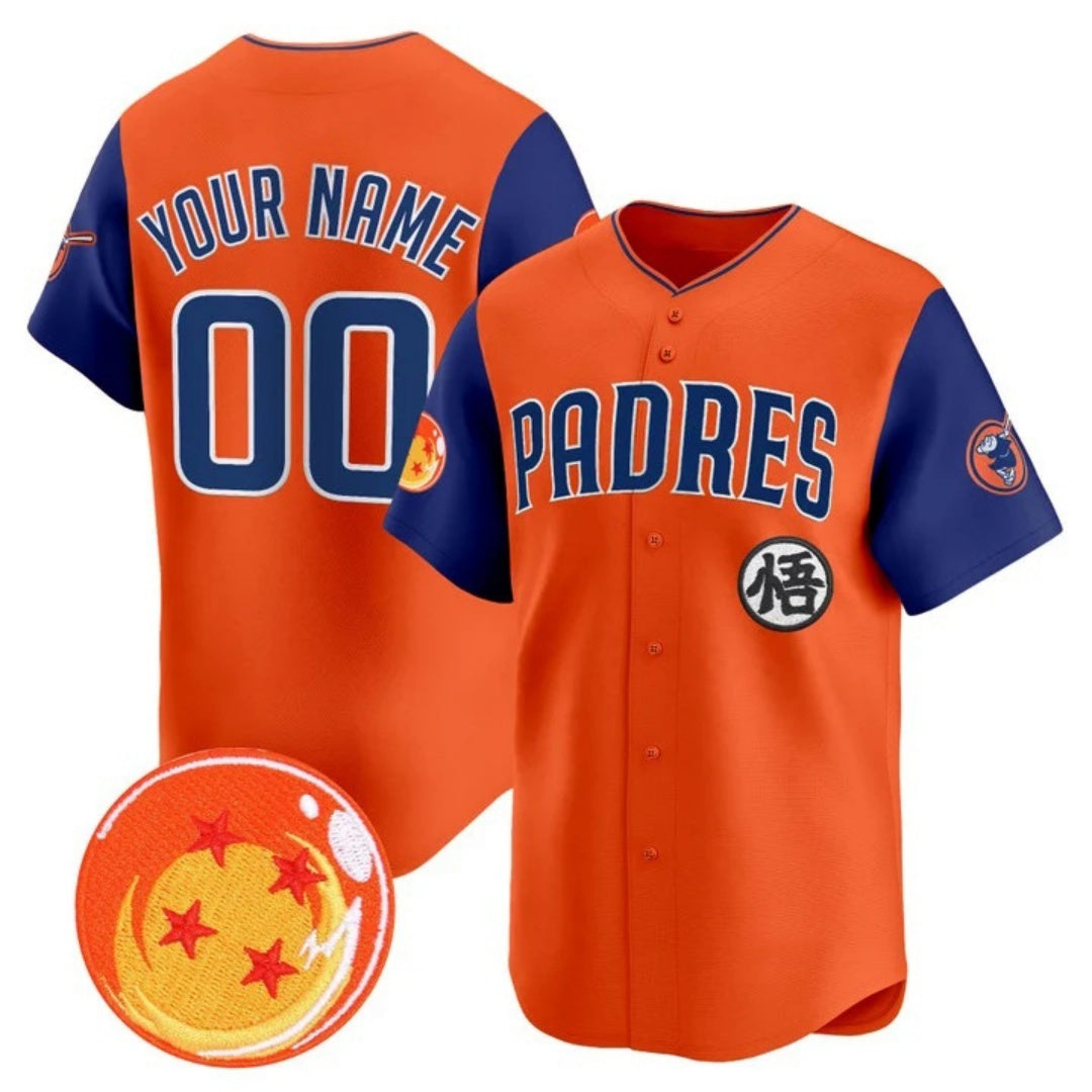 Custom San Diego Padres x Dragon Ball Royal Orange Fotopoulosg Vapor Premier Limited Jersey - All Stitched