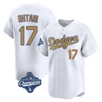 Los Angeles Dodgers #17 Shohei Ohtani Player White Gold Fotopoulosg World Series Meet Collection Limited Home Stitched Jerseys