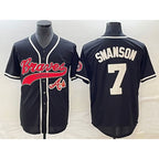 Atlanta Braves #7 Dansby Swanson Black Fotopoulosg Cool Base Stitched Jersey 2