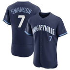 Chicago Cubs #7 Dansby Swanson Player Navy Fotopoulosg City Connect Limited Elite Home Stitched Jerseys
