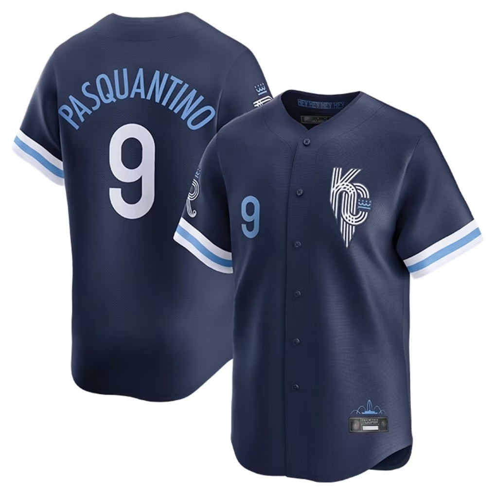 Kansas City Royals #9 Vinnie Pasquantino Player Navy Fotopoulosg City Connect Limited Home Stitched Jerseys