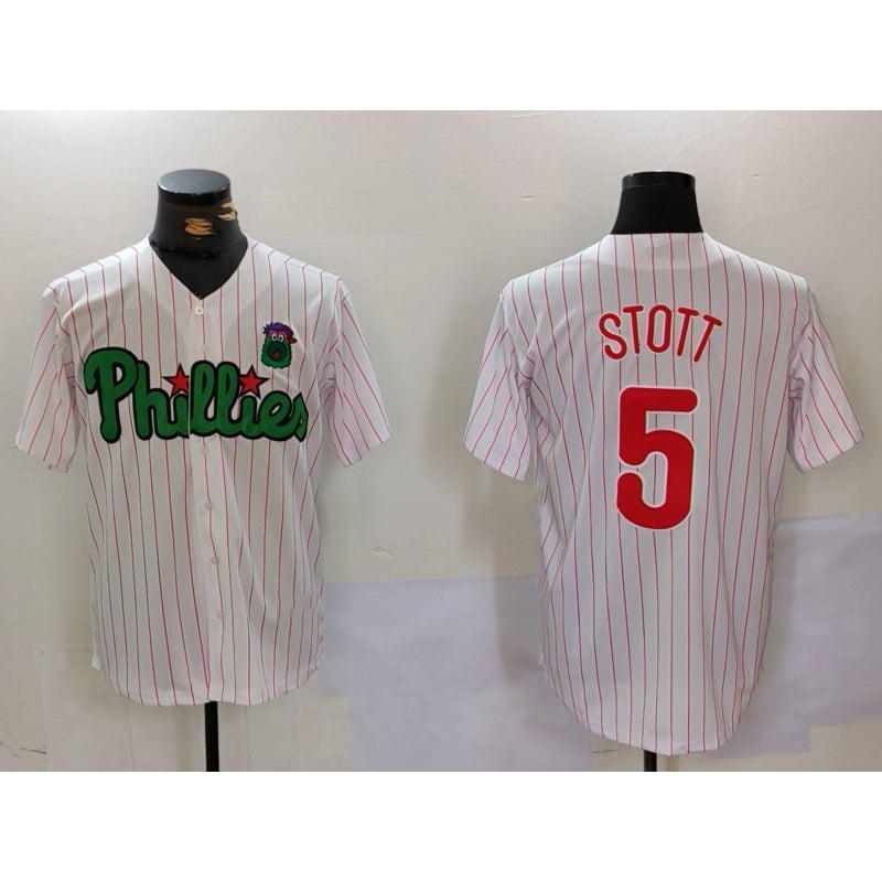Philadelphia Phillies #5 Bryson Stott White Green Fotopoulosg Cool Base Stitched Jersey 2