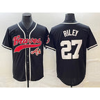 Atlanta Braves #27 Austin Riley Black Fotopoulosg Cool Base Stitched Jersey 2