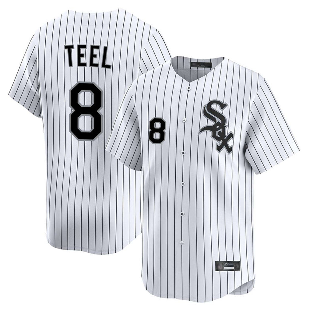 Chicago White Sox #8 Kyle Teel Player White Fotopoulosg Stripe Limited Home Stitched Jerseys