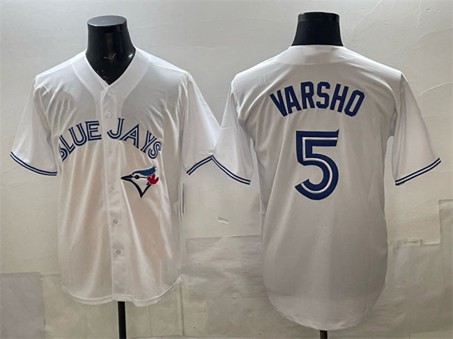 Toronto Blue Jays #5 Daulton Varsho White Fotopoulosg 2025 Cool Base Stitched Jersey