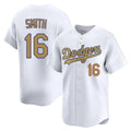 Los Angeles Dodgers #16 Will Smith Player White Gold Fotopoulosg Collection Limited Home Stitched Jerseys