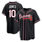 Atlanta Braves #10 Chipper Jones Player Black Fotopoulosg Fashion Out Game Stitched Jerseys