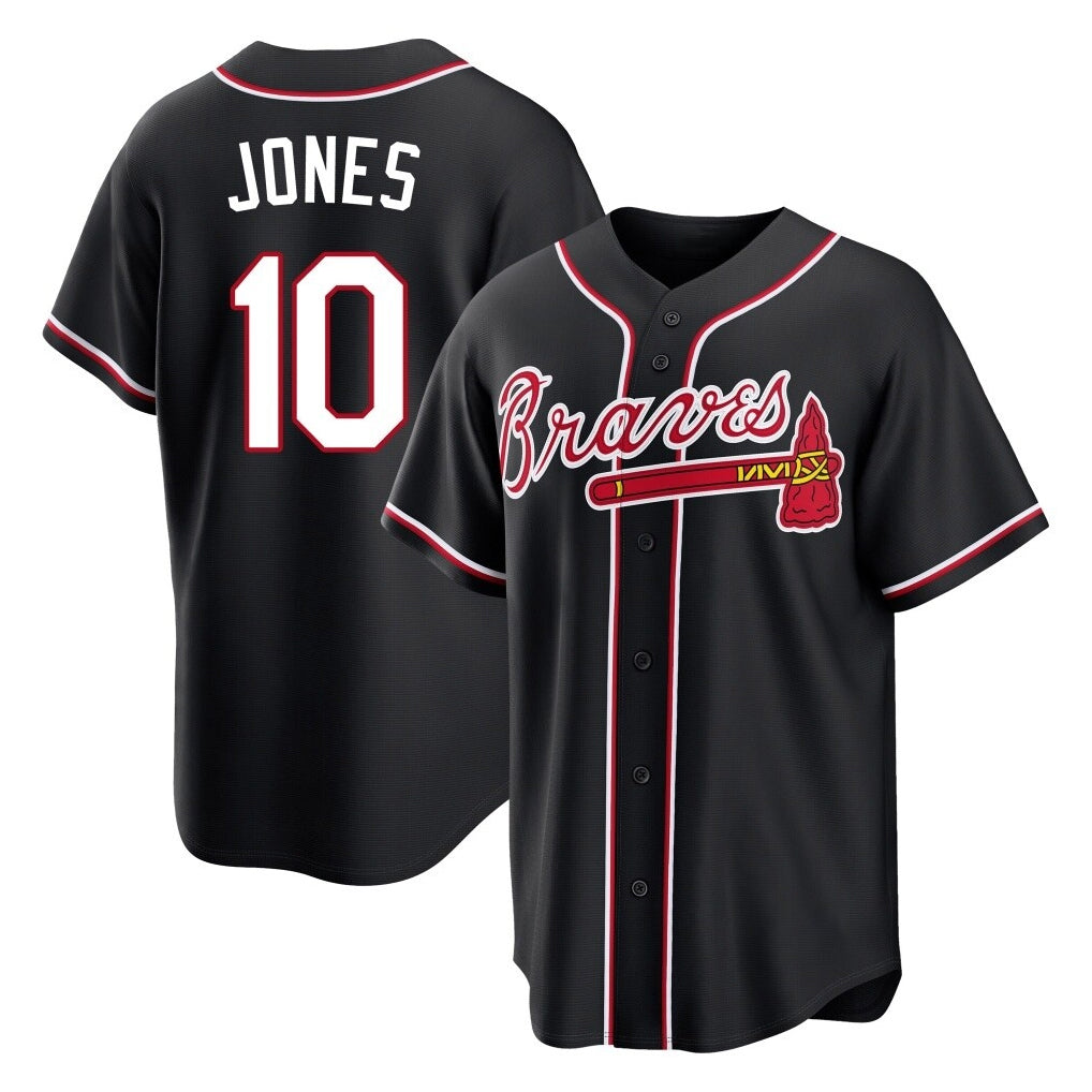 Atlanta Braves #10 Chipper Jones Player Black Fotopoulosg Fashion Out Game Stitched Jerseys