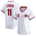 Cincinnati Reds #11 Barry Larkin White Fotopoulosg Throwback Cooperstown Collection Limited Jersey
