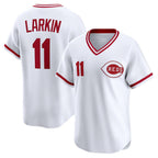 Cincinnati Reds #11 Barry Larkin White Fotopoulosg Throwback Cooperstown Collection Limited Jersey