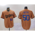 Los Angeles Dodgers #50 Mookie Betts Number Olive Fotopoulosg Cool Base Limited Stitched Jerseys