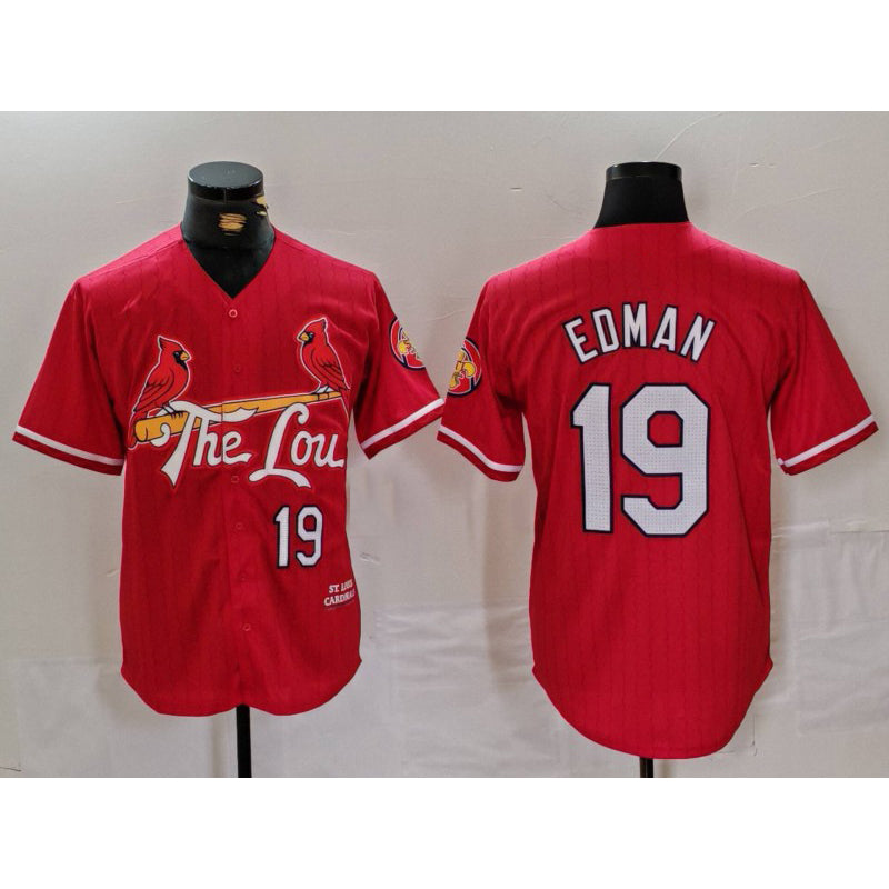St. Louis Cardinals #19 Tommy Edman Red Fotopoulosg 2024 City Connect Stitched Jersey