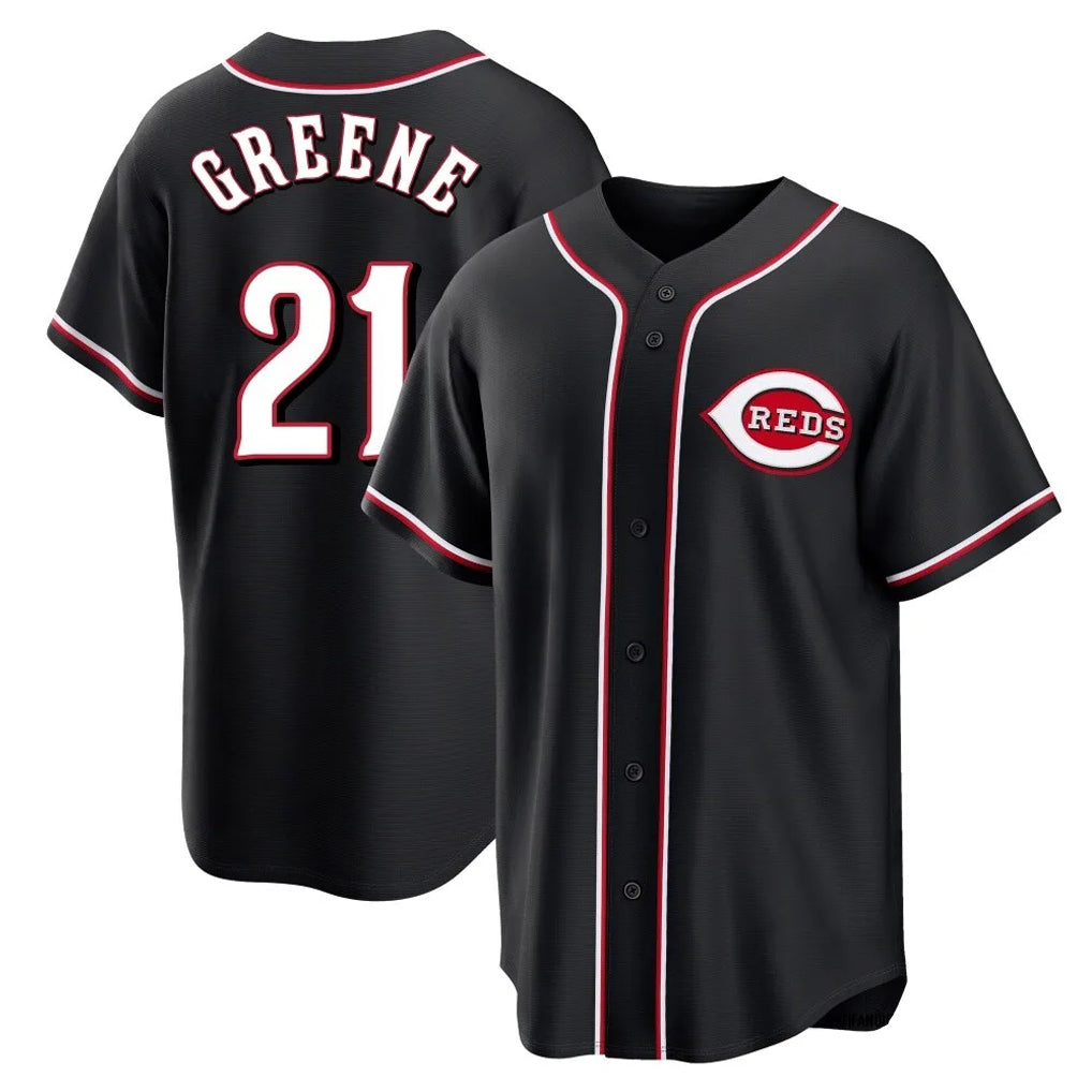 Cincinnati Reds #21 Hunter Greene Player Black Fotopoulosg Fashion Out Home Game Stitched Jerseys