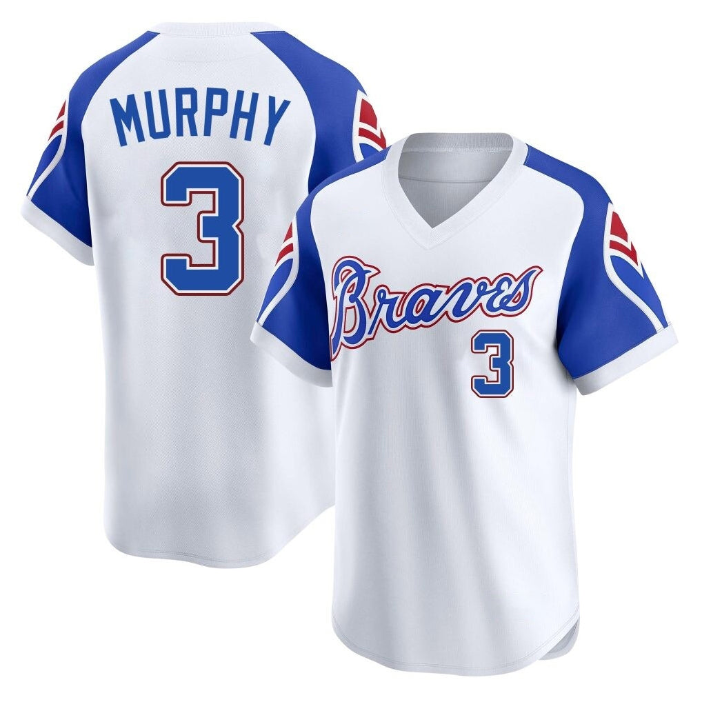 Atlanta Braves #3 Dale Murphy Player White Fotopoulosg Throwback Cooperstown Collection T-shirt Game Stitched Jerseys