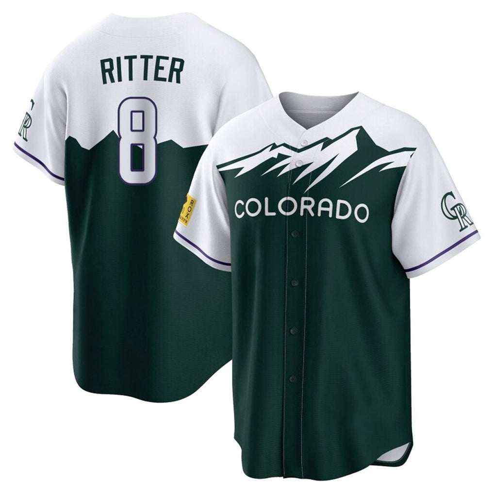 Colorado Rockies #8 Ryan Ritter Player Green Fotopoulosg City Connect Home Game Stitched Jerseys