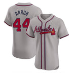 Atlanta Braves #44 Hank Aaron Player Gray Fotopoulosg Limited Elite Home Game Stitched Jerseys