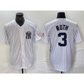 New York Yankees #3 Babe Ruth Name White Fotopoulosg With Patch 2024 Cool Base Stitched Jersey