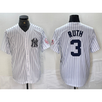 New York Yankees #3 Babe Ruth Name White Fotopoulosg With Patch 2024 Cool Base Stitched Jersey