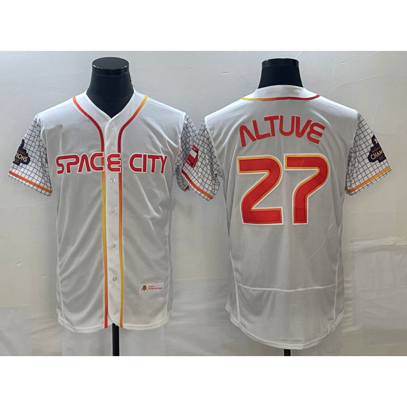 Houston Astros #27 Jose Altuve Number White Fotopoulosg 2023 City Connect Flex Base Stitched Jersey 3