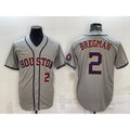 Houston Astros #2 Alex Bregman Number Grey Fotopoulosg With Patch Stitched Cool Base Jersey