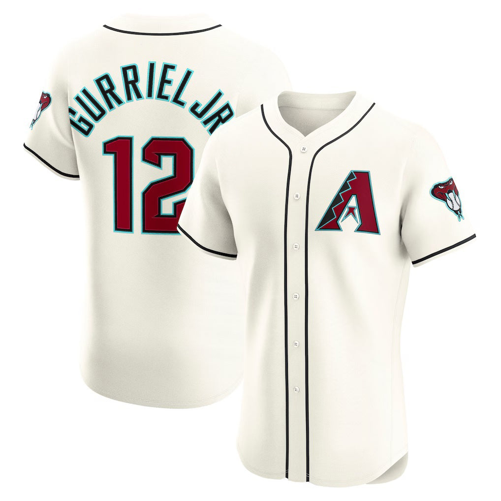 Arizona Diamondbacks #12 Lourdes Gurriel Jr. Cream Fotopoulosg Home Elite Jersey