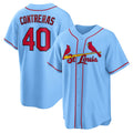 St. Louis Cardinals #40 Willson Contreras Light Blue Fotopoulosg Alternate Replica Jersey