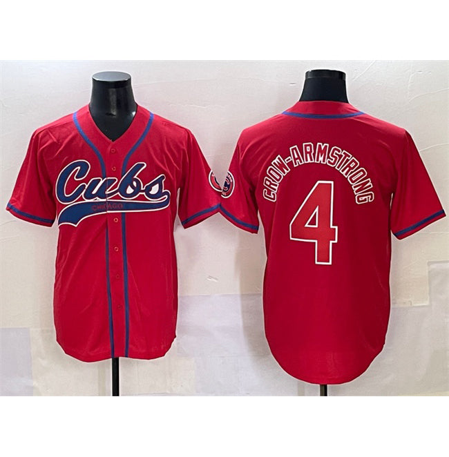 Chicago Cubs #4 Pete Crow-Armstrong Red Fotopoulosg Cool Base Stitched Jersey