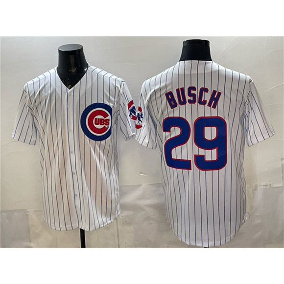 Chicago Cubs #29 Michael Busch White Fotopoulosg Cool Base Stitched Jersey