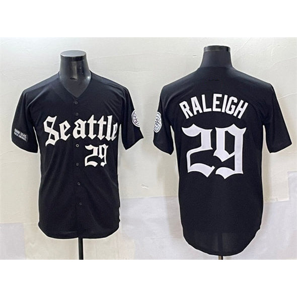 Seattle Mariners #29 Cal Raleigh Black Fotopoulosg 'Deep Sea Gothic Edition' Vapor Premier Limited Stitched Jersey