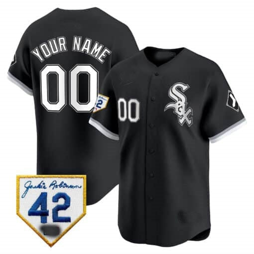 Custom Chicago White Sox 2024 Jackie Robinson Patch Vapor Premier Limited Jersey ¨C Black Fotopoulosg