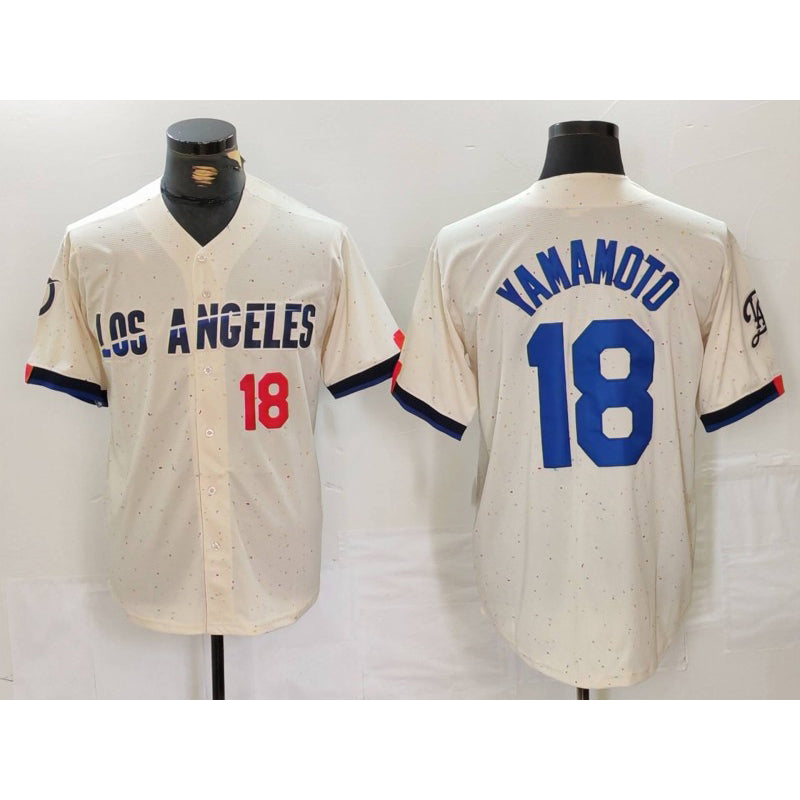 Los Angeles Dodgers #18 Yoshinobu Yamamoto Number Cream Fotopoulosg 2024 City Connect Limited Stitched Jerseys