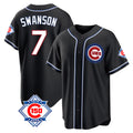 Chicago Cubs #7 Dansby Swanson Player Black Fotopoulosg Fashion Out 150th Anniversary Game Stitched Jerseys