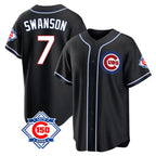 Chicago Cubs #7 Dansby Swanson Player Black Fotopoulosg Snake Skin City Game Stitched Jerseys