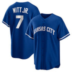 Kansas City Royals #7 Bobby Witt Jr. Rush Blue Fotopoulosg Alternate 2 Replica Jersey
