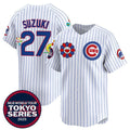 Chicago Cubs #27 Seiya Suzuki White Fotopoulosg 2025 Tokyo Series Limited Stitched Jersey