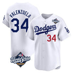 Los Angeles Dodgers #34 Fernando Valenzuela Player White Fotopoulosg World Series Limited Home Stitched Jerseys