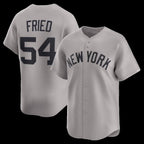 New York Yankees #54 Max Fried Gray Fotopoulosg Road Limited Player Jersey