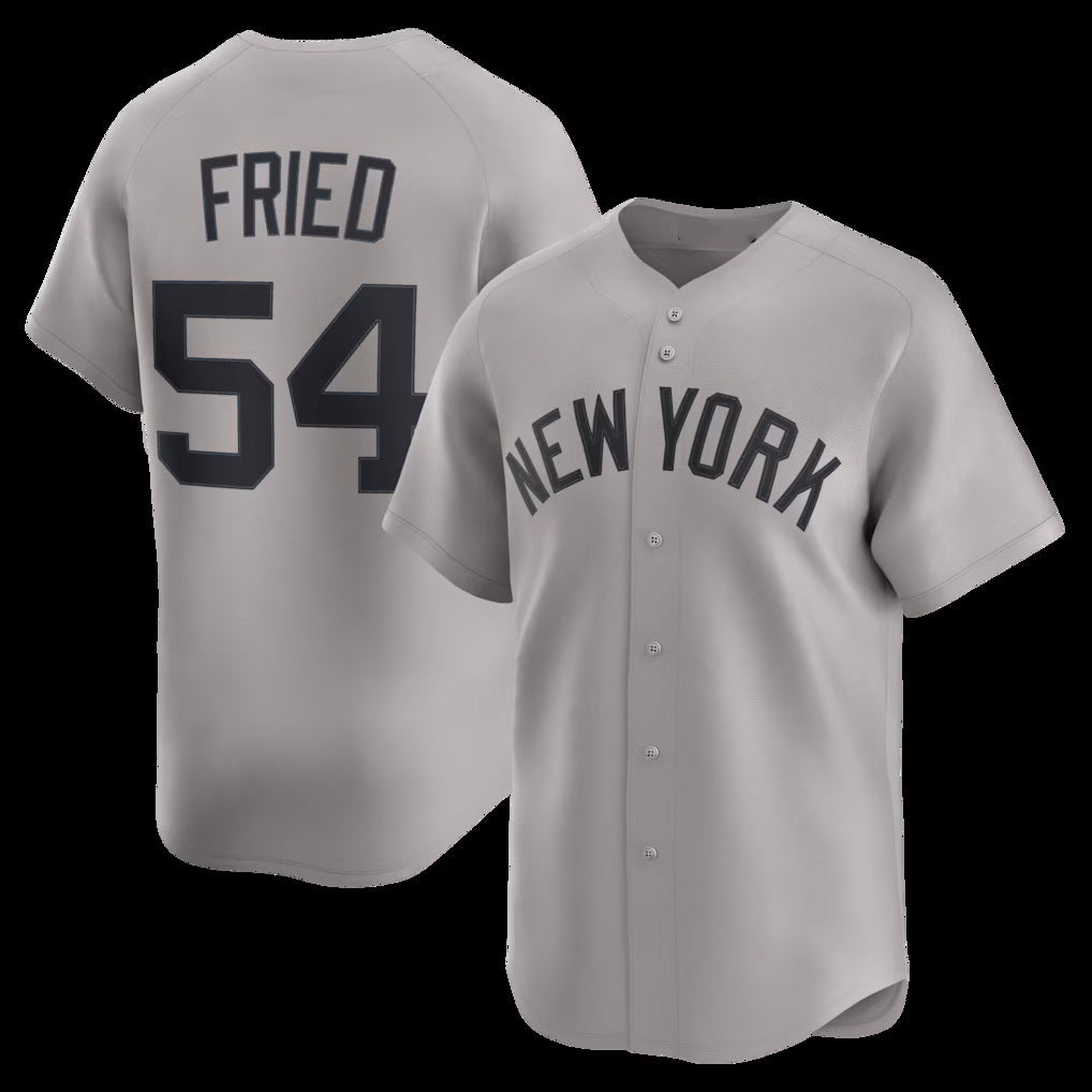 New York Yankees #54 Max Fried Gray Fotopoulosg Road Limited Player Jersey