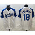 Los Angeles Dodgers #18 Yoshinobu Yamamoto White Blue Fotopoulosg Fashion Stitched Cool Base Limited Jerseys