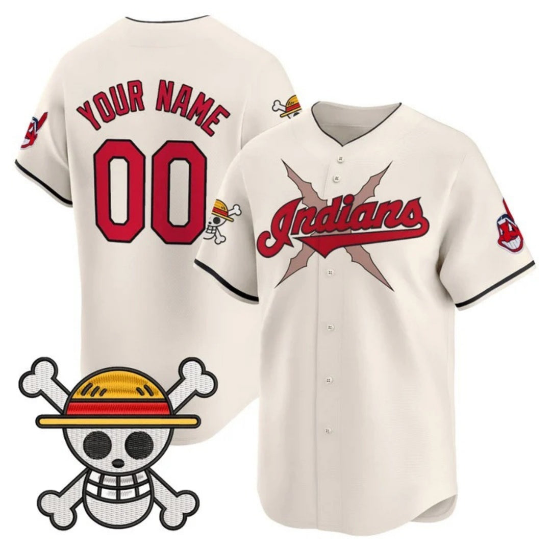 Custom Cleveland Indians x One Piece Cream Fotopoulosg Vapor Premier Limited Jersey - Stitched