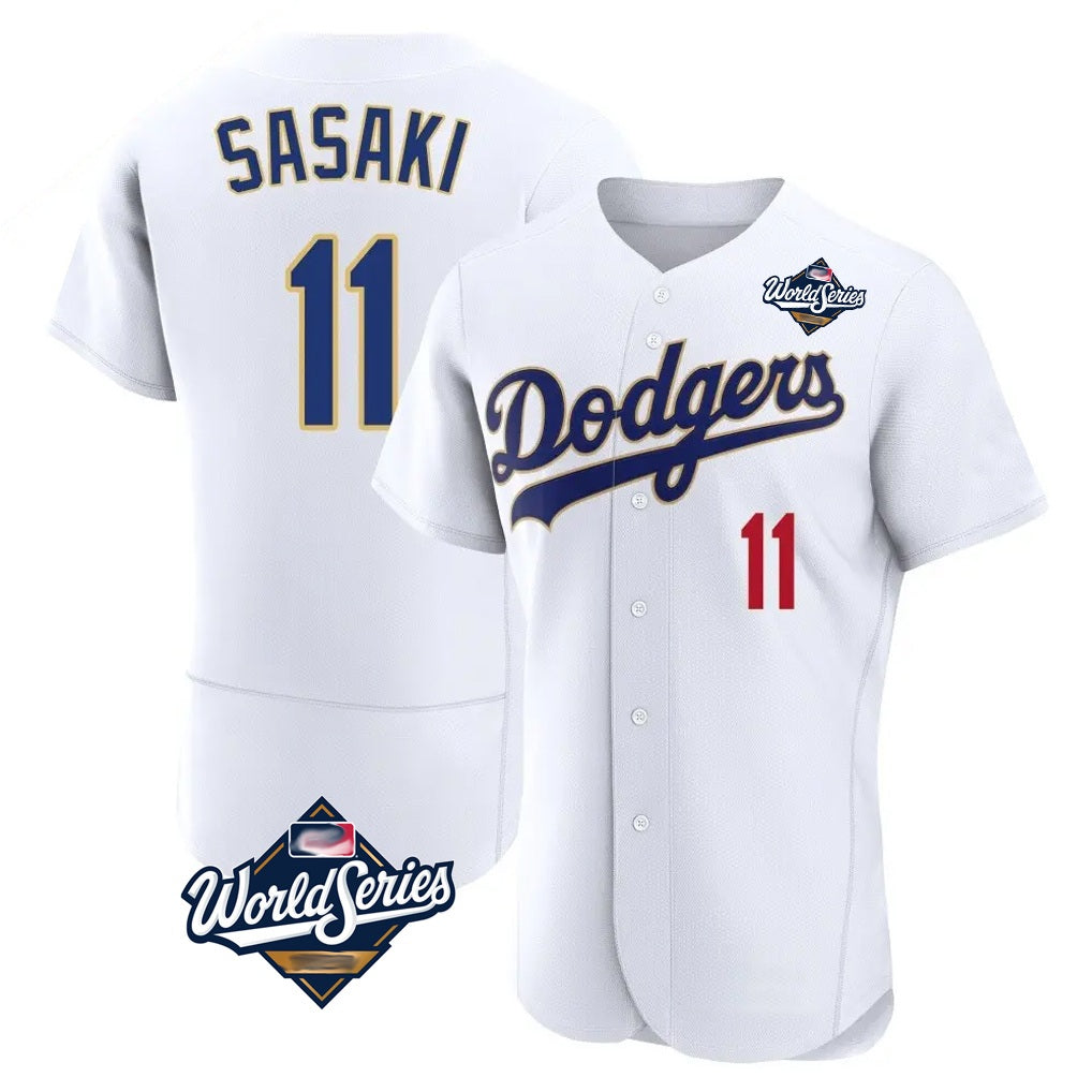 Los Angeles Dodgers #11 Roki Sasaki Player Gold White Fotopoulosg World Series 2026 Collection Stadium Limited Elite Stitched Jerseys