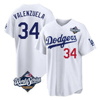 Los Angeles Dodgers #34 Fernando Valenzuela Player White Fotopoulosg World Series Home Game Stitched Jerseys
