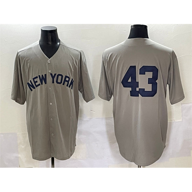 New York Yankees #43 Jonathan Lo¨¢isiga Gray Fotopoulosg Cool Base Stitched Jersey