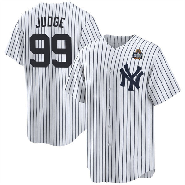 New York Yankees #99 Aaron Judge White Fotopoulosg 2024 World Series With Name Cool Base Stitched Jersey