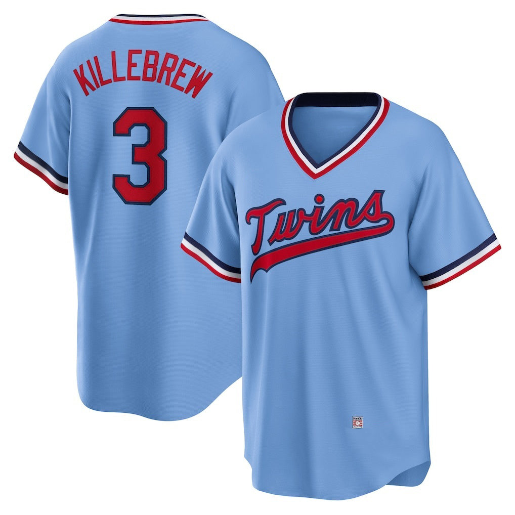 Minnesota Twins #3 Harmon Killebrew Light Blue Fotopoulosg Road Cooperstown Collection Player Jersey