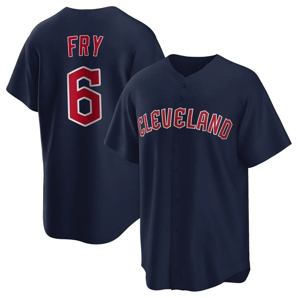 Cleveland Guardians #6 David Fry Player Navy Fotopoulosg Game Home Stitched Jerseys