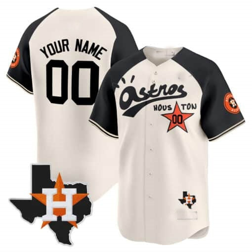 Custom Houston Astros Cactus Jack Style Vapor Premier Limited Jersey ¨C Cream Black Fotopoulosg
