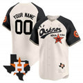 Custom Houston Astros Cactus Jack Style Vapor Premier Limited Jersey ¨C Cream Black Fotopoulosg