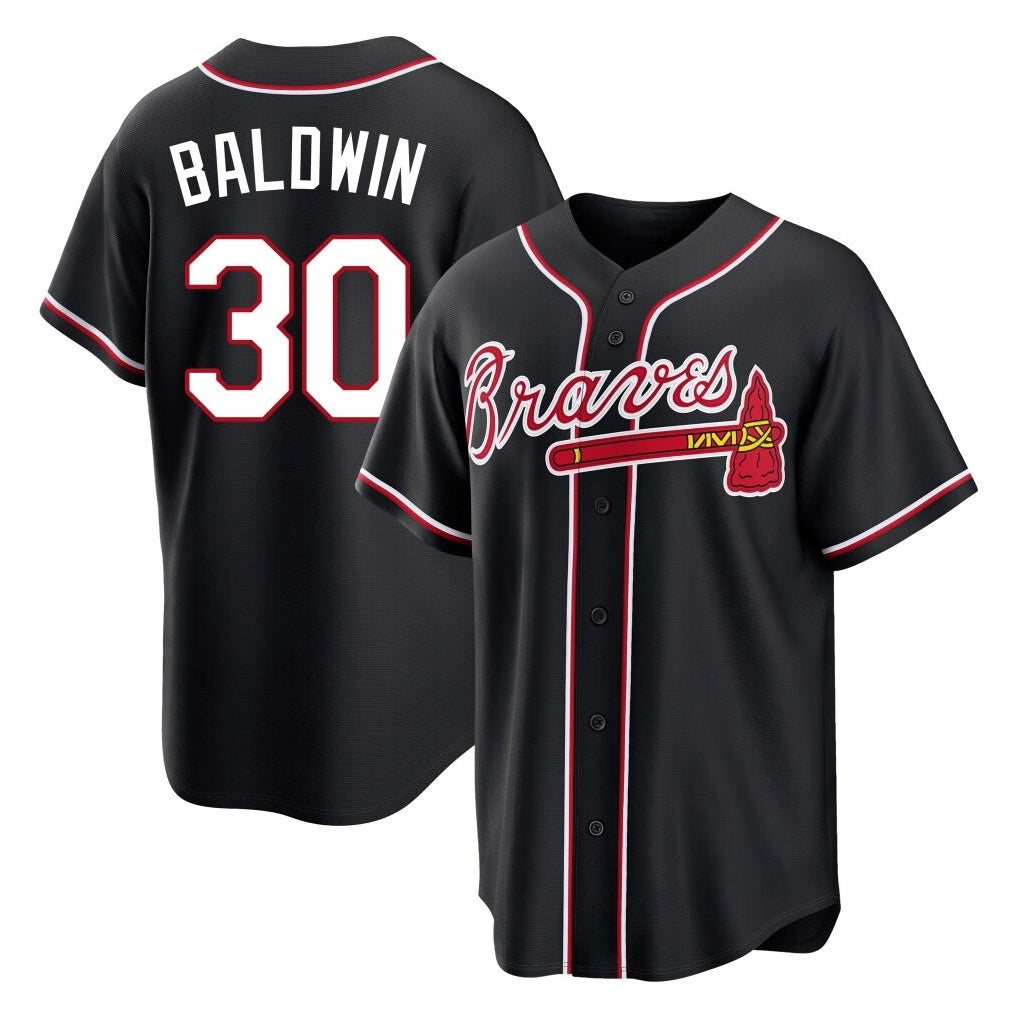 Atlanta Braves #30 Drake Baldwin Player Black Fotopoulosg Fashion Out Game Stitched Jerseys